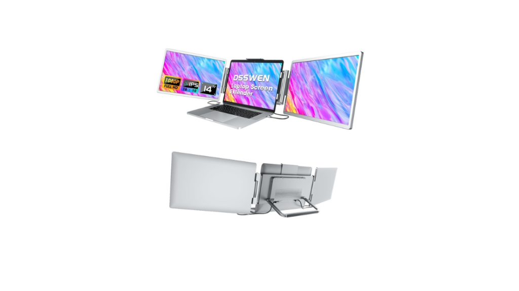 Laptop Screen Extender Monitor Portable: 14" Triple Screen Laptop Monitor Extender, 1080P FHD IPS Laptop Monitor Extender