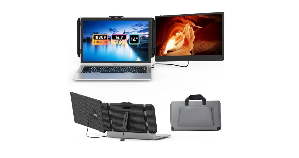 Laptop Screen Extender 14in Upgraded, FHD 1080P IPS Portable Monitor