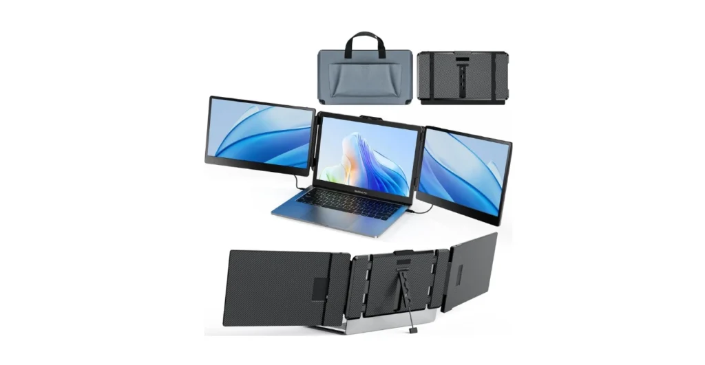 Portable Monitor, Laptop Screen Extender Kwumsy S2 Triple Laptop Monitor Extender