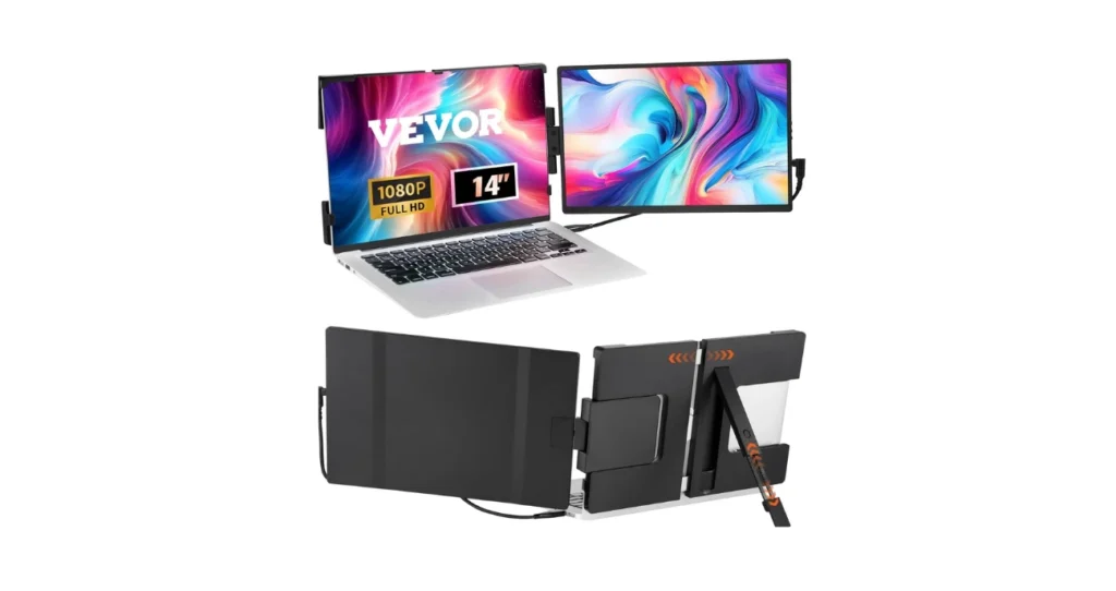 VEVOR Portable Laptop Screen Extender, 14" FHD 1080P IPS Dual Extended Monitor