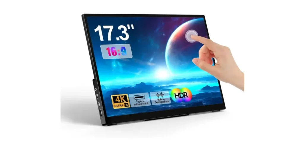 17.3 Inch Portable Touchscreen Monitor 4K UHD 3840 ×2160 100% NTSC Metal Shell Tempered Glass