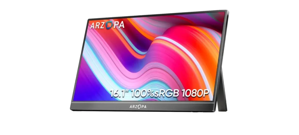 ARZOPA 16.1" Portable Monitor, 100% sRGB FHD 1080P Kickstand Portable Laptop Monitor High Color Gamut