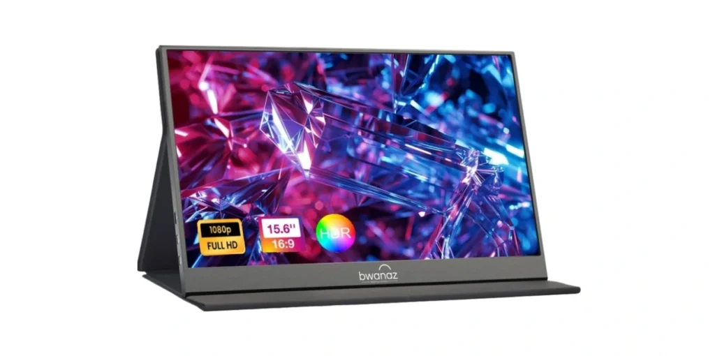 Bwanaz Portable Monitor 15.6'' FHD 1080P, USB-C HDMI IPS Display