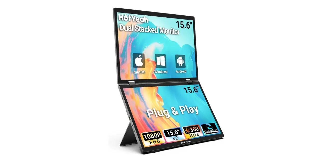 HotYeah Triple Laptop Screen Extender, 15.6'' Dual Stacked Monitor