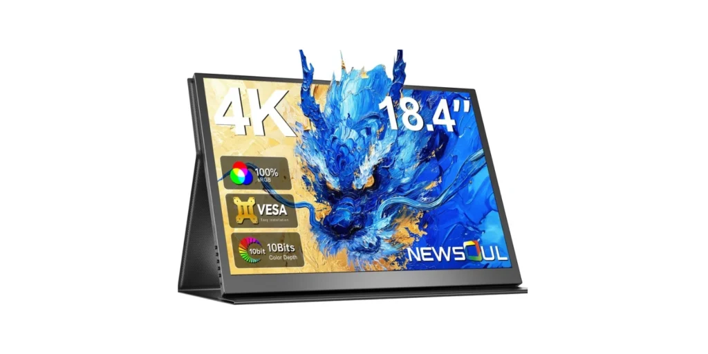 Newsoul Portable Monitor 4K 18.4 inch, 10 Bit UHD FreeSync IPS HDR Laptop Monitor