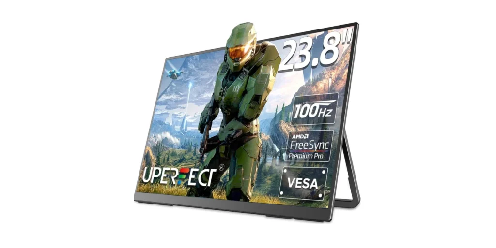 UPERFECT 24” 100HZ Portable Monitor w/ 180°Adjustable Kickstand & VESA