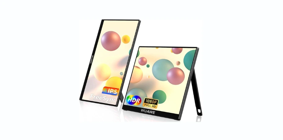 WUAWE Portable Monitor, 15.6 72 NTSC 100 sRGB USB C HDMI Travel Monitor for Laptop with Built-in Stand