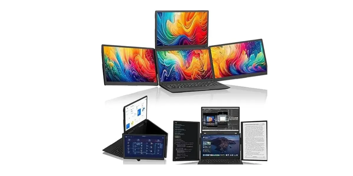 ADREAMER 13.3" Triple Screen Laptop Monitor Extender, Detachable 3 Screen Monitor