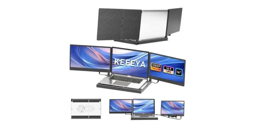 14'' Triple Laptop Monitor Extender with Metal Base