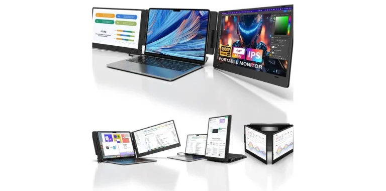 KYY Portable Monitor for Laptop, 14'' FHD 1080P USB-C Triple Laptop Screen Extender