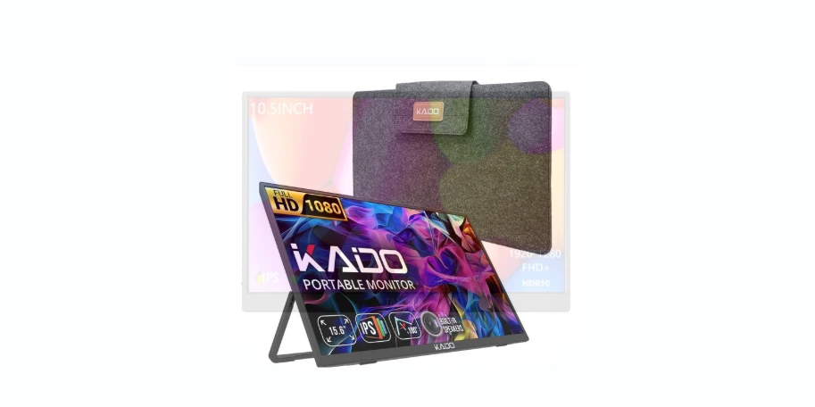 Kado Portable Monitor 15.6 FHD 1080p, USB-C HDMI Gaming Monitor Ultra-Slim IPS Display