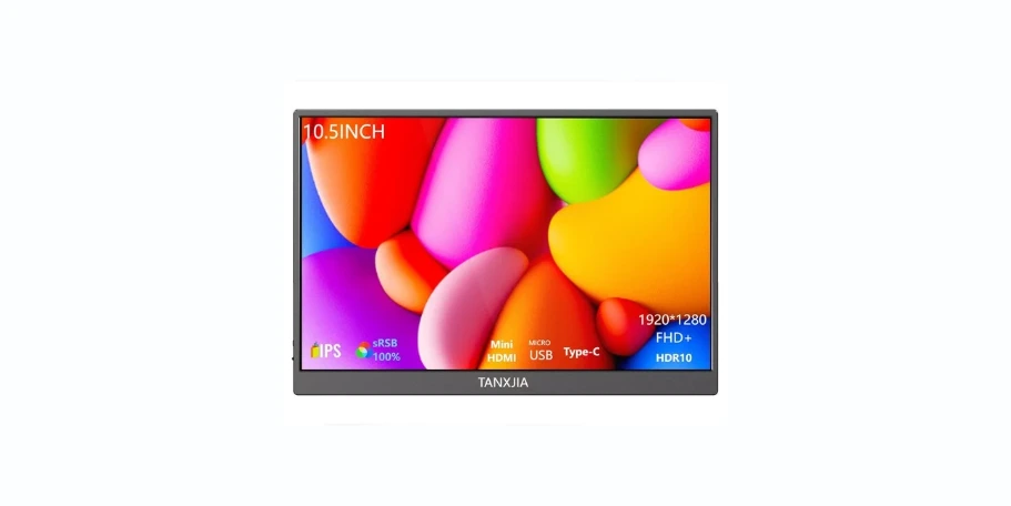 TANXJIA 10.5 Inch Portable Monitor, 1920x1280 FHD IPS USB-C Second Screen for Laptop