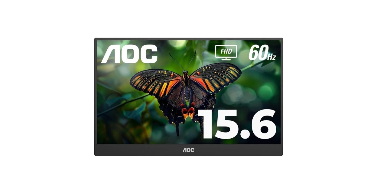 AOC 16T10 Portable Monitor 15.6 Inch FHD 1920x1080, IPS Panel, USB Type C x2,Mini HDMI x1, Smart Cover Included