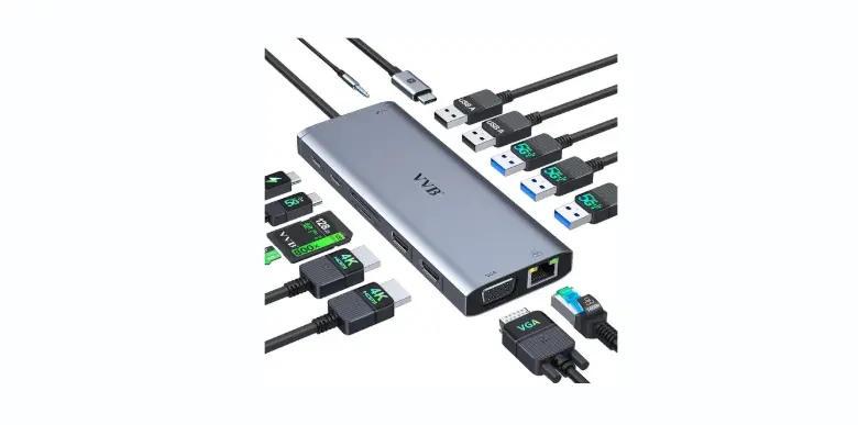 USB C Docking Station Dual Monitor HDMI for Dell HP Lenovo Laptop