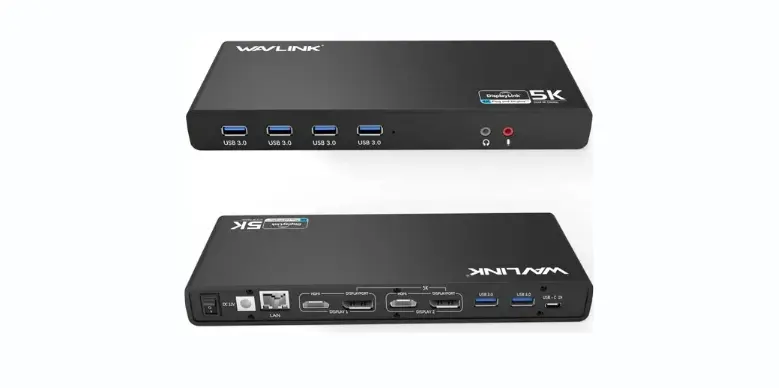 WAVLINK USB 3.0 and USB-C Dual 4K Display Universal Laptop Docking Station with DisplayPort and HDMI Docking Station