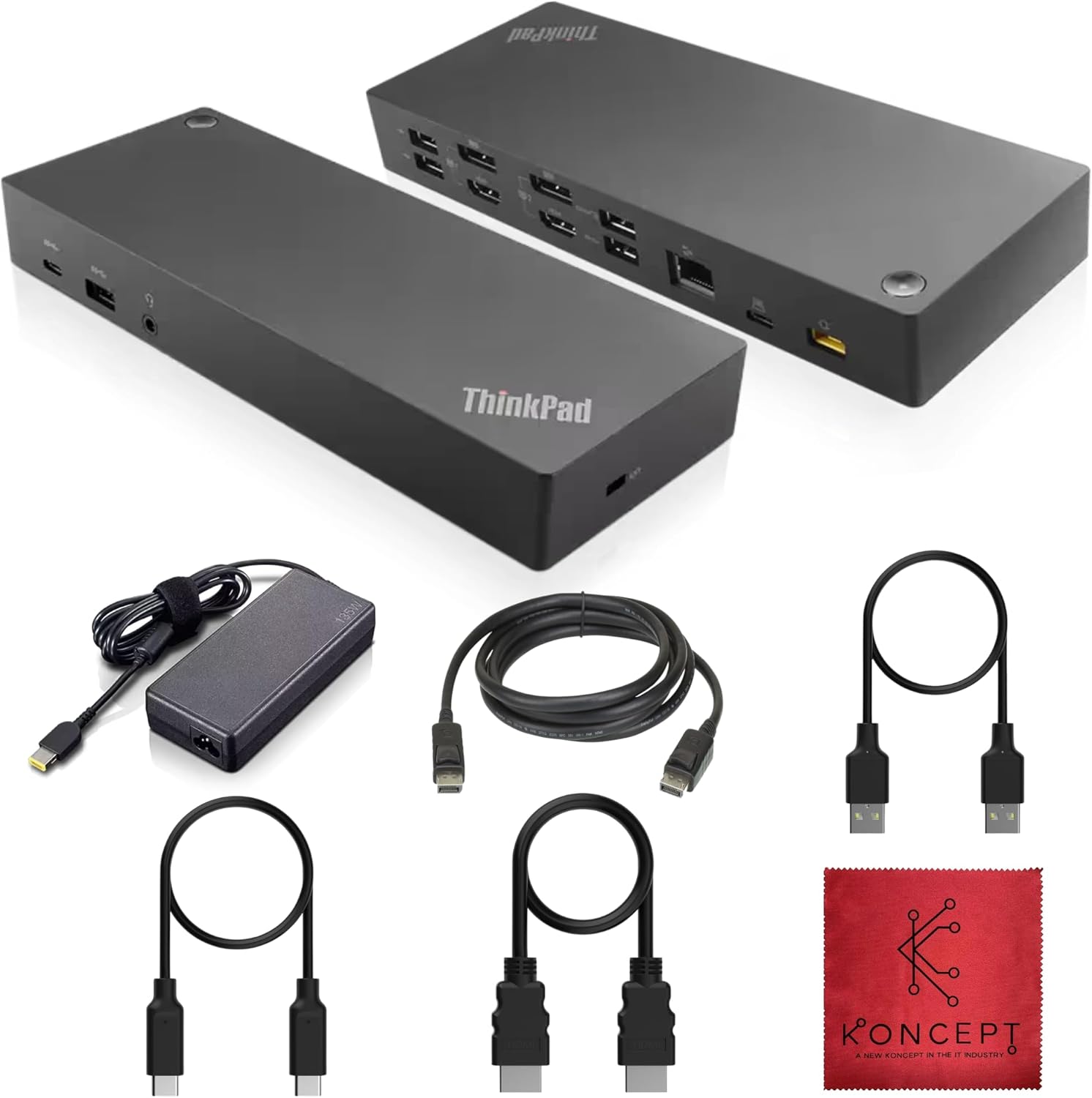 Lenovo 40AF0135US ThinkPad Docking Station Dual Monitor Hybrid USB-C with USB-A -1 Year Warranty - Supports 4K, with 135, HDMI  DisplayPort Cable – Compatible with Windows (RENEWED)