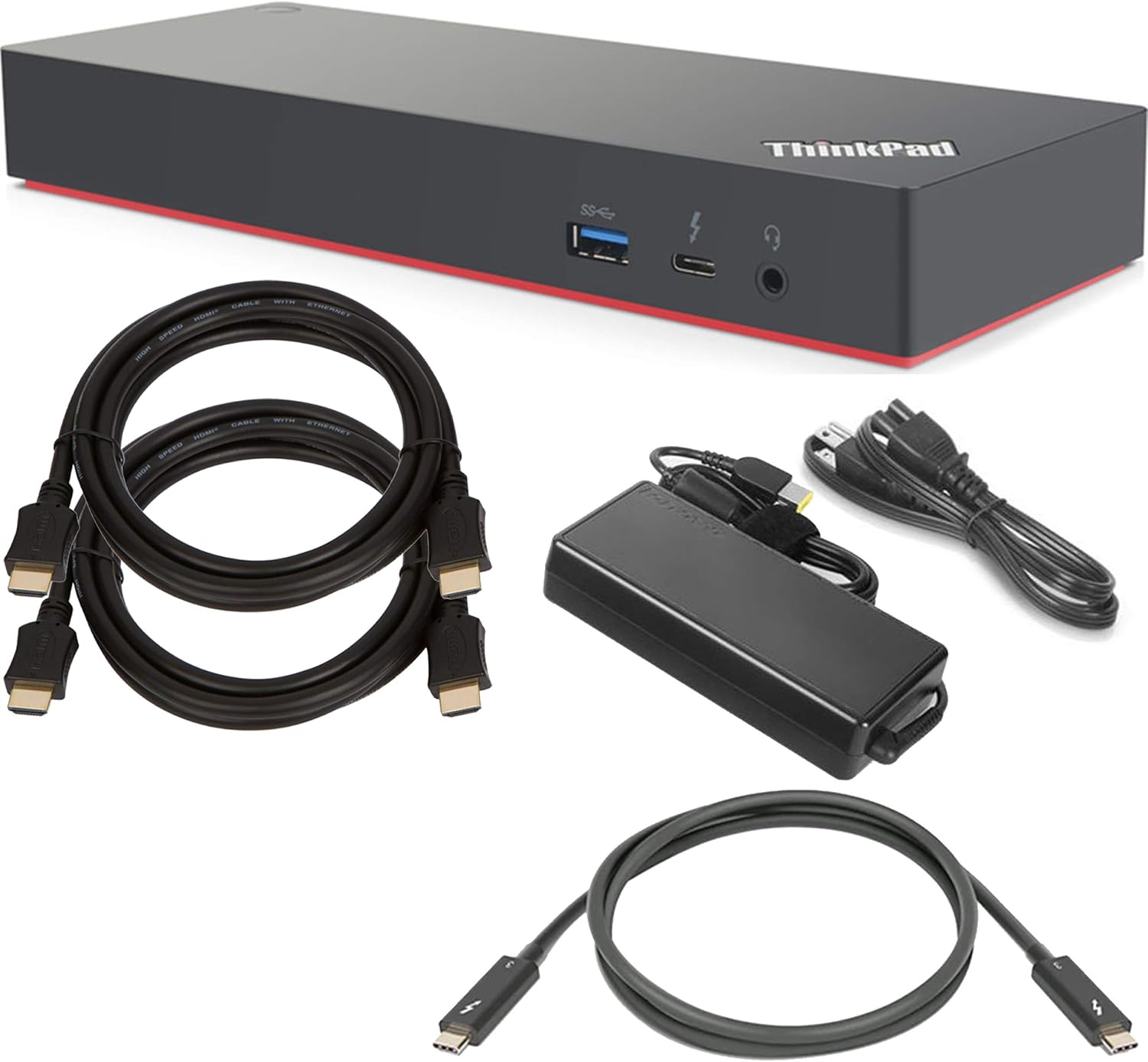 Lenovo ThinkPad Thunderbolt 3 Dock Gen 2 Docking Station (135W) (40AN0135US) + SSD Starter Bundle w/ 2 x LunarTech(TM) HDMI Cables with Ethernet