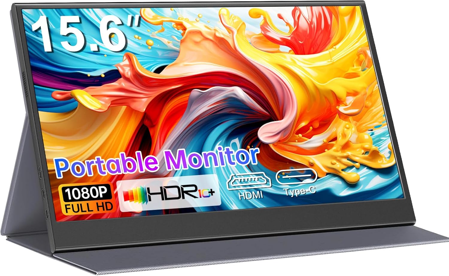 15.6 Inch Portable Monitor 1080P FHD IPS Display with Case USB-C HDMI, Ultra-Slim Travel Gaming Monitor for Laptop MacBook Phone Xbox PS4/5 Switch