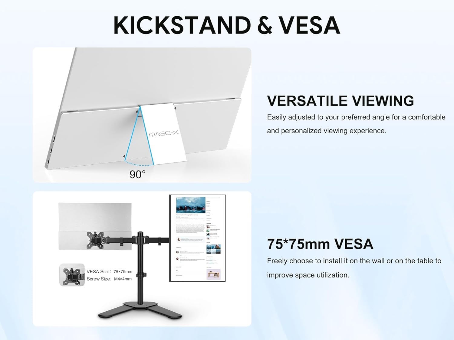 16 OLED Portable Monitor, 3K 2880x1800 120Hz 0.1ms USB-C HDMI OLED Monitor with Ultra-Thin Bezels 120% DCI-P3 Kickstand Speakers VESA for Laptop Mini PC Windows Mac Phone PS4 PS5 Switch, Silver