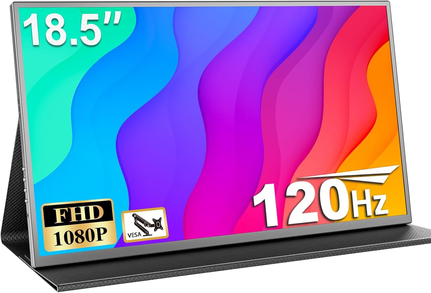 18.5 Inch Large Portable Monitor for Laptop, 1080P FHD 120Hz 125% sRGB USB-C HDMI Travel Monitor for Laptop Mac PC Xbox PS4/5 Switch, Portable Screen with Smart Cover, VESA Compatible