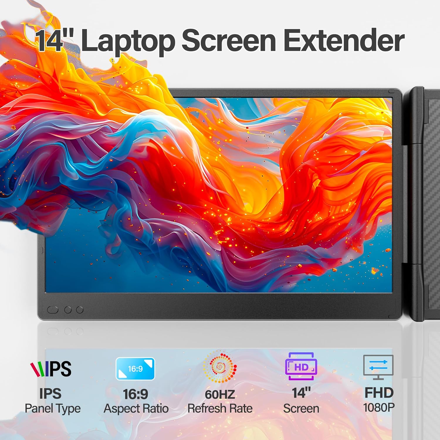 2025 Upgrade Laptop Screen Extender Portable Monitor, 14 1080P FHD IPS Screen, Monitor Extender for Laptop, Fit for 13-17 Laptop, Plug Play Compatiable with Windows/Mac/Chrome/Android/Switch