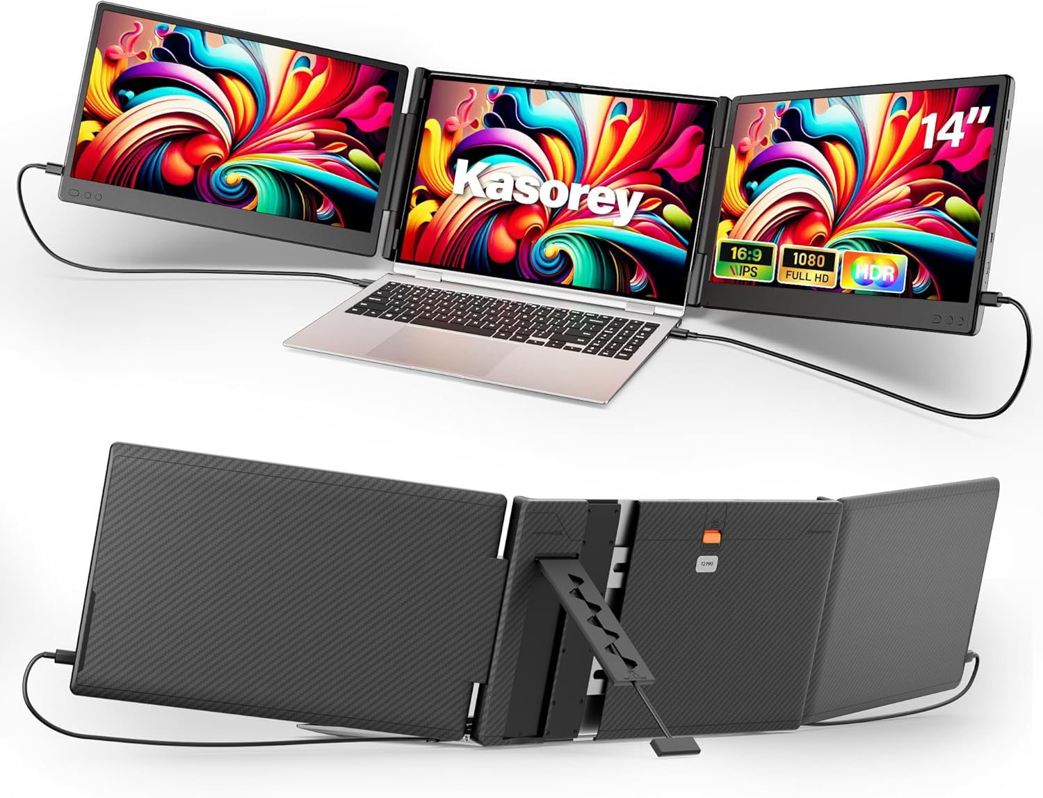 2025 Upgrade Laptop Screen Extender Portable Monitor, 14 1080P FHD IPS Screen, Monitor Extender for Laptop, Fit for 13-17 Laptop, Plug Play Compatiable with Windows/Mac/Chrome/Android/Switch
