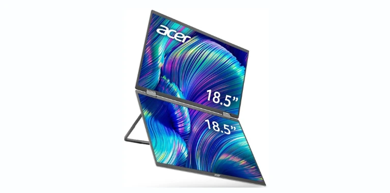 Acer PD193Q 18.5” FHD 1080P Foldable Dual-Screen Portable Monitor