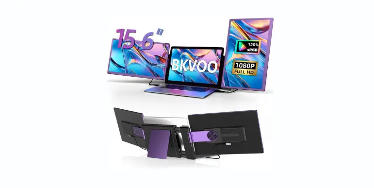 BKVOO Laptop Screen Extender Triple Monitor - 15.6" Detachable Portable Monitor