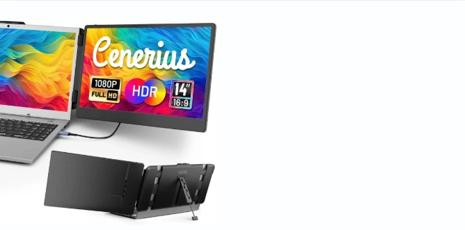 Cenerius 14 Inch Laptop Screen Extender, FHD 1080P IPS Portable Monitor for Laptop