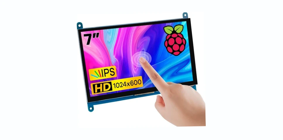 Hosyond 7 Inch IPS LCD Touch Screen Display Panel 1024×600 Capacitive Screen HDMI Monitor for Raspberry Pi5,Pi4,Pi3,ZERO