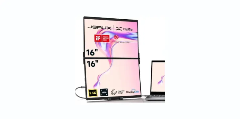 JSAUX FlipGo Pro 16 inch Dual Portable Monitors, 2.5K Triple Laptop Screen Extender