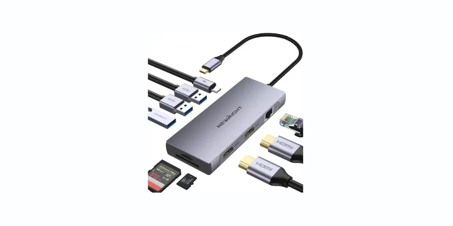 Laptop Docking Station Dual Monitor, Newmight Dual HDMI Adapter for 2 Monitors