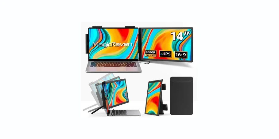 MAGICRAVEN Laptop Screen Extender, 14 Inch 1080P IPS Portable Monitor Travel Monitor for 14-16.5 Inch Laptops