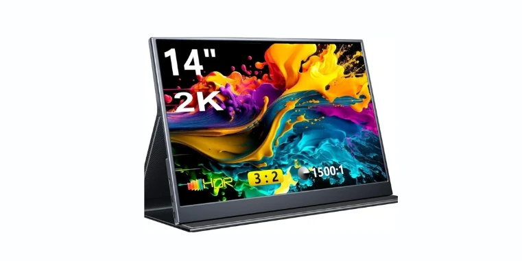Portable Monitor, 14 inch 3.2 QHD IPS Laptop Display, Dual USB C HDMI Laptop Screen Extender