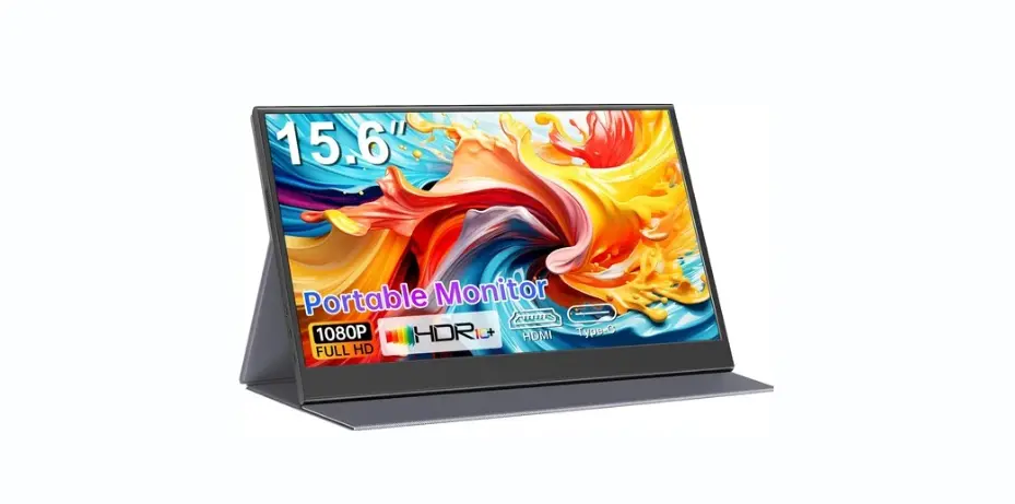 UFYQL 15.6 Inch Portable Monitor 1080P FHD IPS Display with Case USB-C & HDMI Ultra-Slim Travel & Gaming Monitor