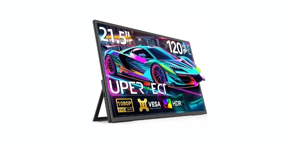 UPERFECT 21.5” 120HZ Portable Monitor w Kickstand & VESA, Large Portable Gaming Monitor