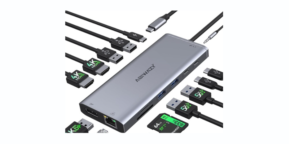 USB C Hub USB-C Docking Station Dual Monitor 14 in 1 Triple Display Multiport Adapter