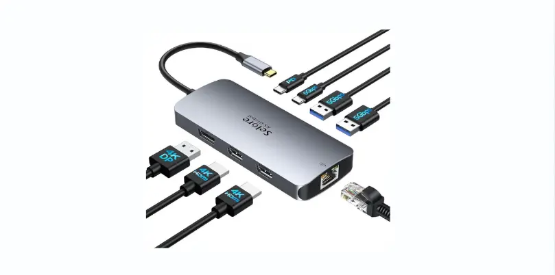 USB C Hub USB-C Docking Station Dual Monitor 14 in 1 Triple Display Multiport Adapter
