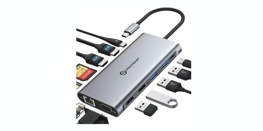 UtechSmart USB C Docking Station Triple Monitor - Universal Laptop Docking Station
