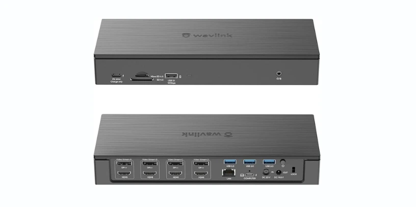 WAVLINK DisplayLink Laptop Docking Station - Quad Monitor