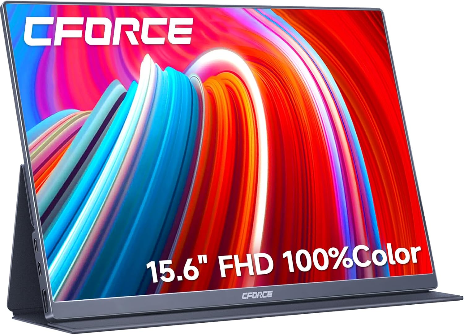 c-force Portable Monitor, 15.6 Ultra Slim Portable Laptop Monitor FHD 1080P External Display with Dual Speakers Second Screen for Laptop Mac PC Phone Xbox PS4 PS5 Switch