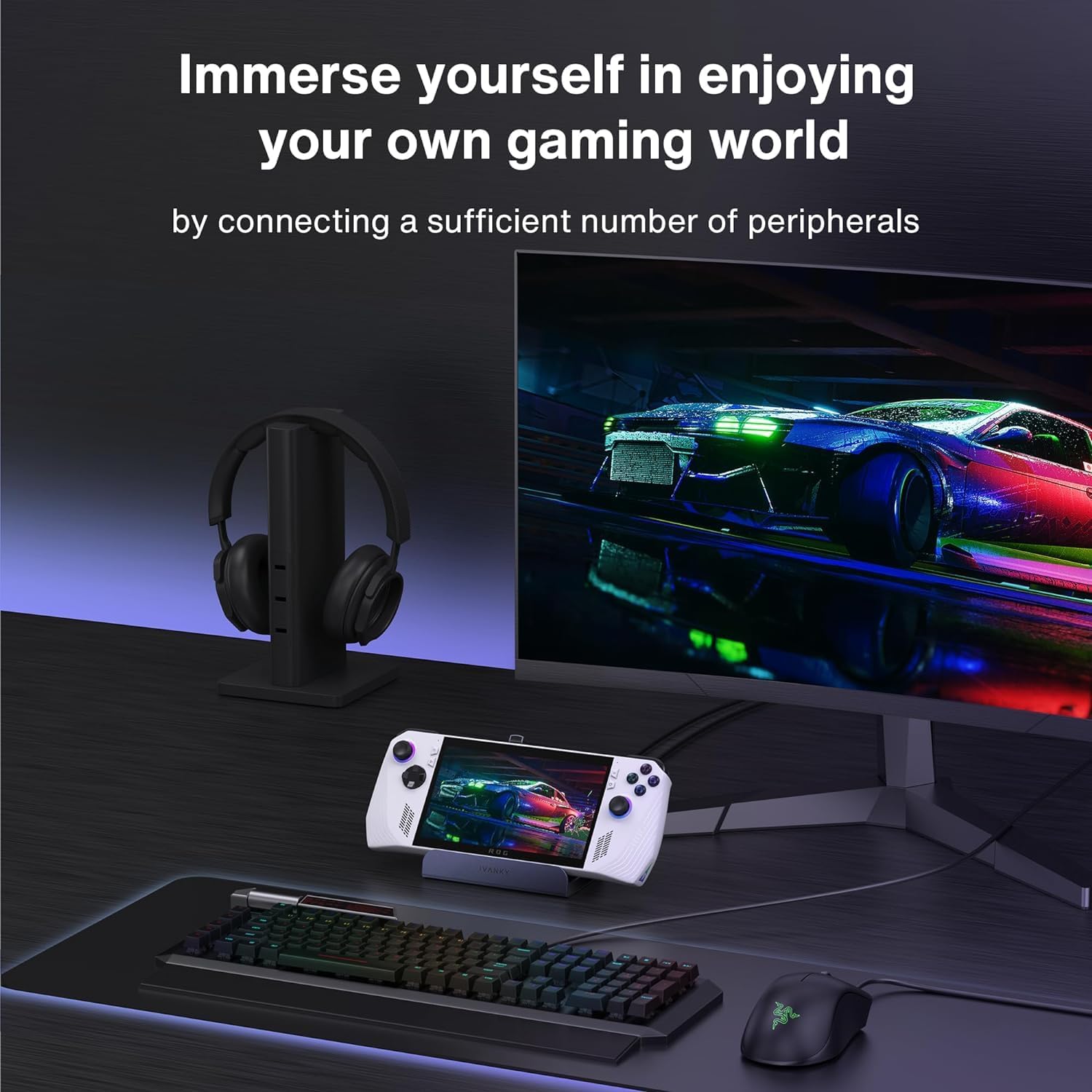 iVANKY 8-in-1 Docking Station 4K@120Hz for ASUS ROG Ally X/Valve Steam Deck OLED/Lenovo Legion Go/MSI Claw, ROG Alloy/Stream Deck Dock Hub with HDMI, 1Gbps Ethernet, 3*USB-A 3.0, 100W USB-C Charge