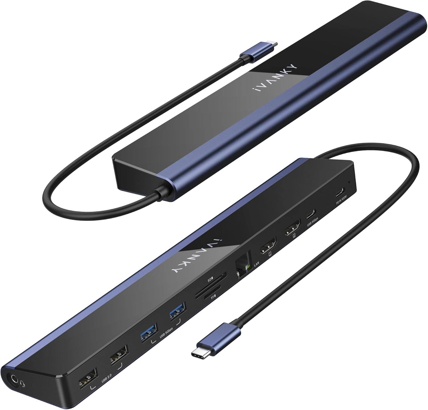 iVANKY Laptop Docking Station Dual Monitor 4K@60Hz, 12-in-1 USB C Dock 2*HDMI 3.0, 6*USB, 85W PD, SD/TF, Ethernet Thunderbolt 3/4 Hub for HP, Lenovo, Dell, ASUS,Surface, etc.