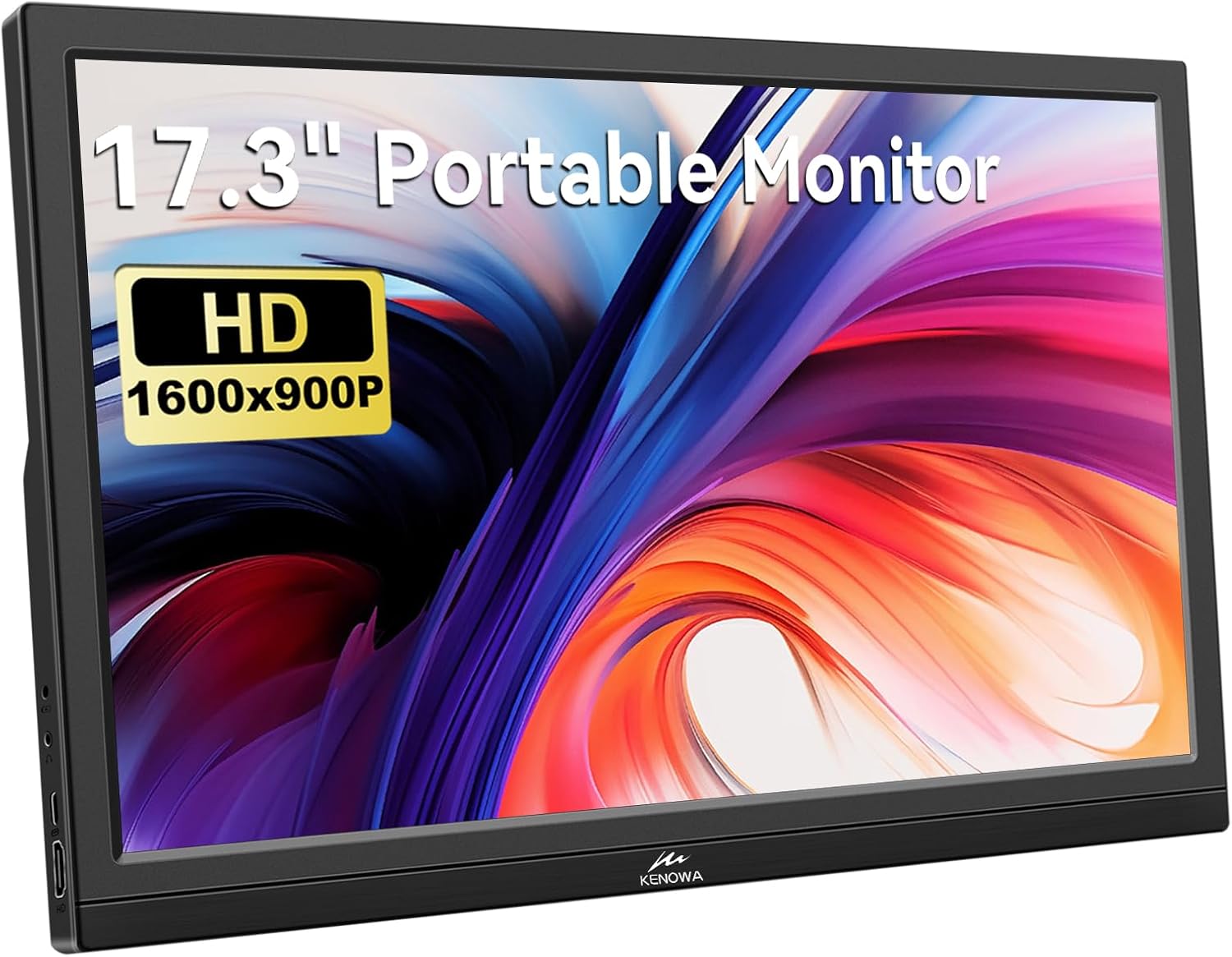 Kenowa 17.3 PC Monitor HD 1600 * 900P Portable Computer Monitor with Type-C/HDMI Port, Built in KickstandSpeakers External Second Screen for Laptop,PC,PS4,Mac,Xbox