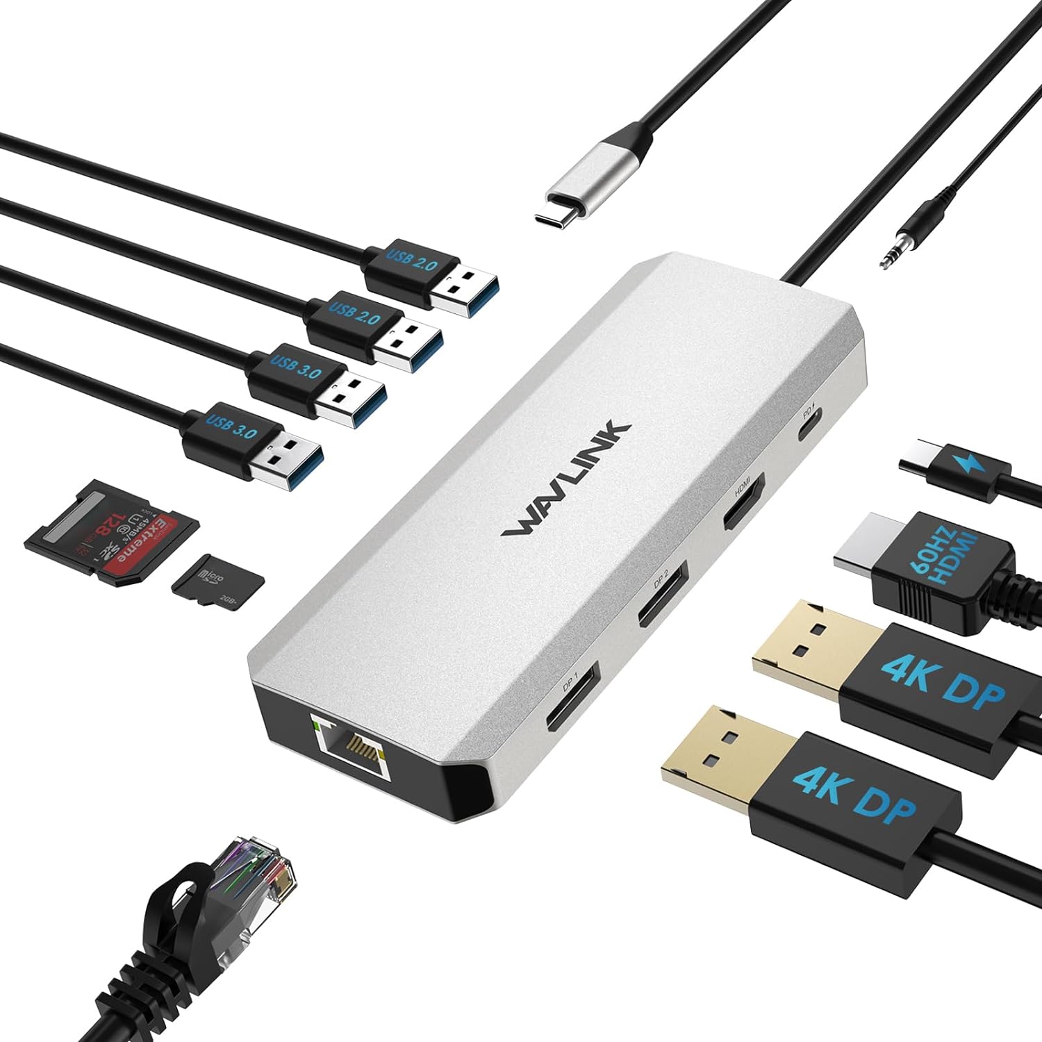 Laptop Docking Station,12 in 1 Triple Display USB C Hub for Windows with Dual DP, HDMI, 100W PD Charger, Gigabit Ethernet, USB3.0/2.0 Ports, SD/TF Card Reader, Mic/Audio for Lenovo HP Dell