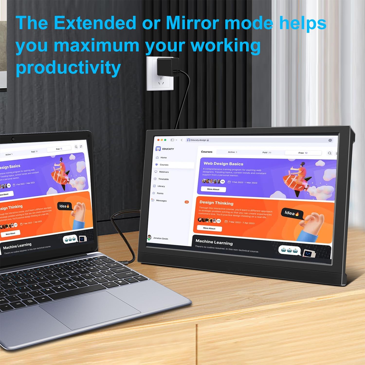Portable Monitor 13.3 Inch HD 1366x768P TFT Screen Small HDMI Monitor Built-in Speaker and Adjustable Stand HDMI VGA Port, External Monitor for Laptop/PC/Mac/PS4/5