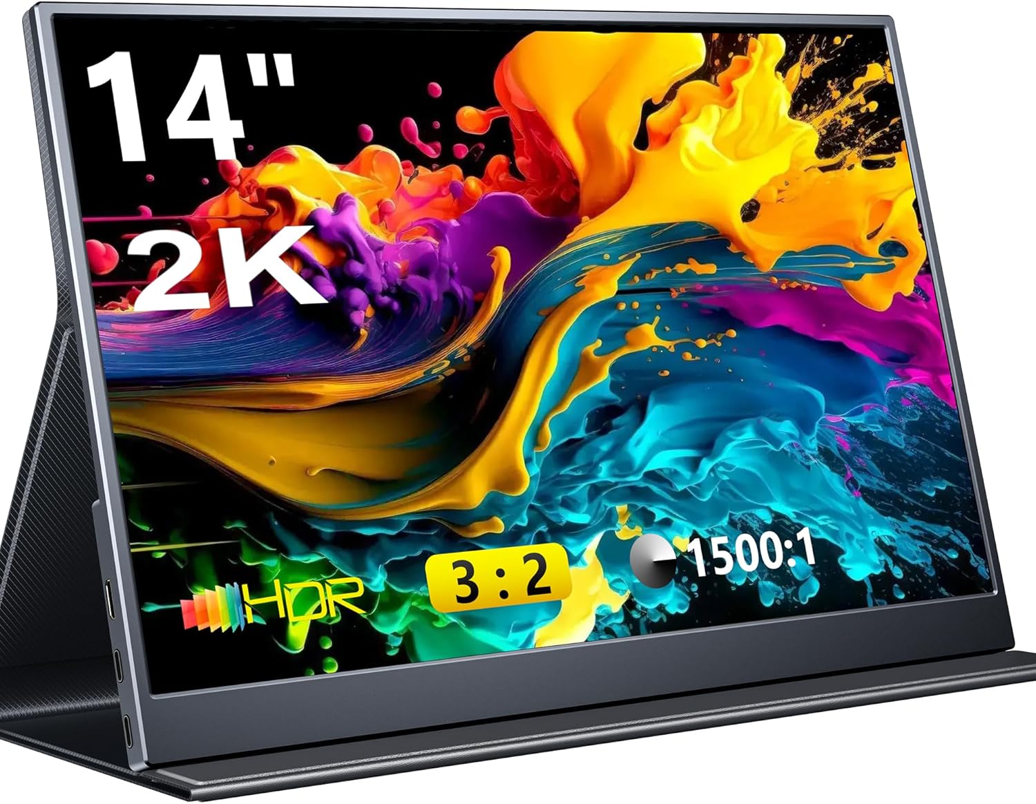 Portable Monitor, 14 inch 3:2 QHD IPS Laptop Display, Dual USB C HDMI Laptop Screen Extender, 2160 * 1440P Gaming Display with 2 Speakers, Travel Monitor for Laptop PS4/5 PC Phone Xbox Switch