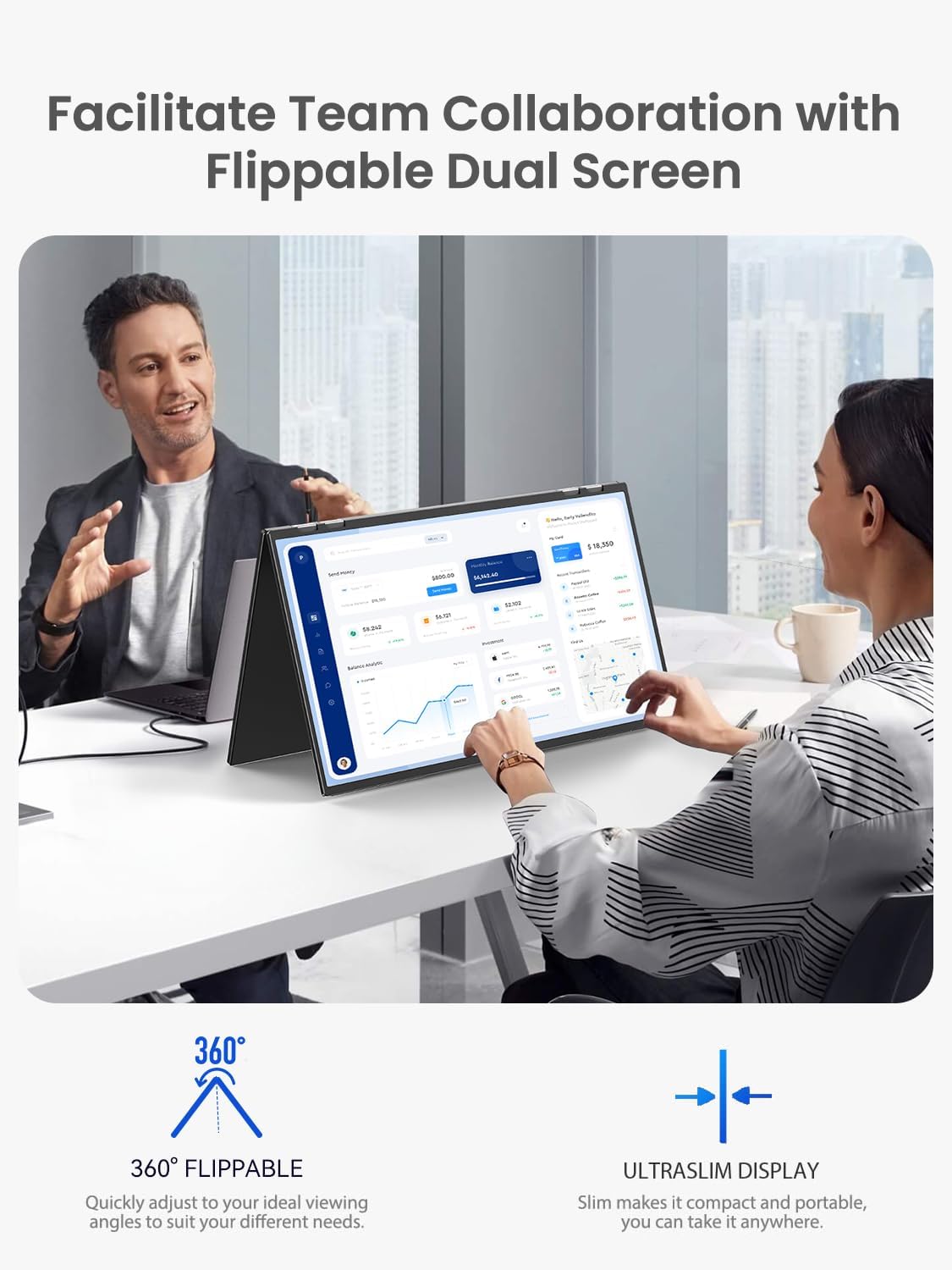 Portable Monitor 18.5 inch 120hz for Laptop, FHD 1080P Portable Gaming Monitor w/VESA Kickstand HDR Speakers USB C Mini HDMI for Phones PC Gaming Devices, Travel Second Screen for Business