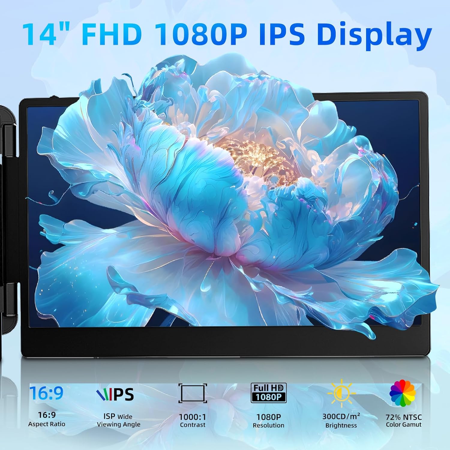 Portable Monitor Laptop Screen Extender - 16 1200P FHD Travel External Display USB-C HDMI Port Detachable Kickstand Gaming Monitor Compatible with Wins Mac Chrome Dex Phone