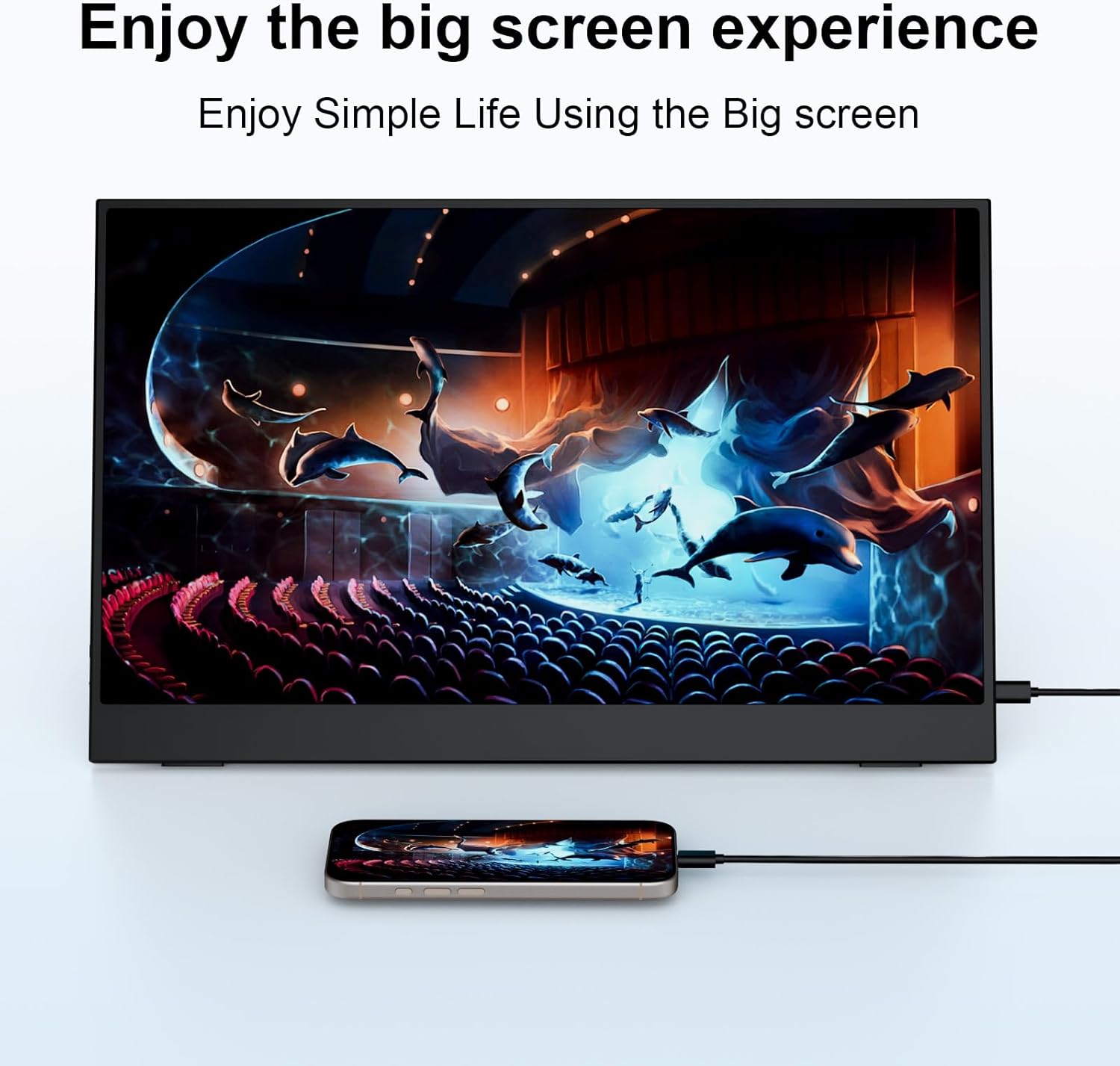 Portable Monitor,15.6 FHD Monitor, HDMI USB-C IPS External, Built-in Dual Speakers Gaming for PC Phones